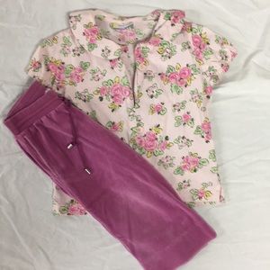Hanna Andersson. Velour pant and flower top